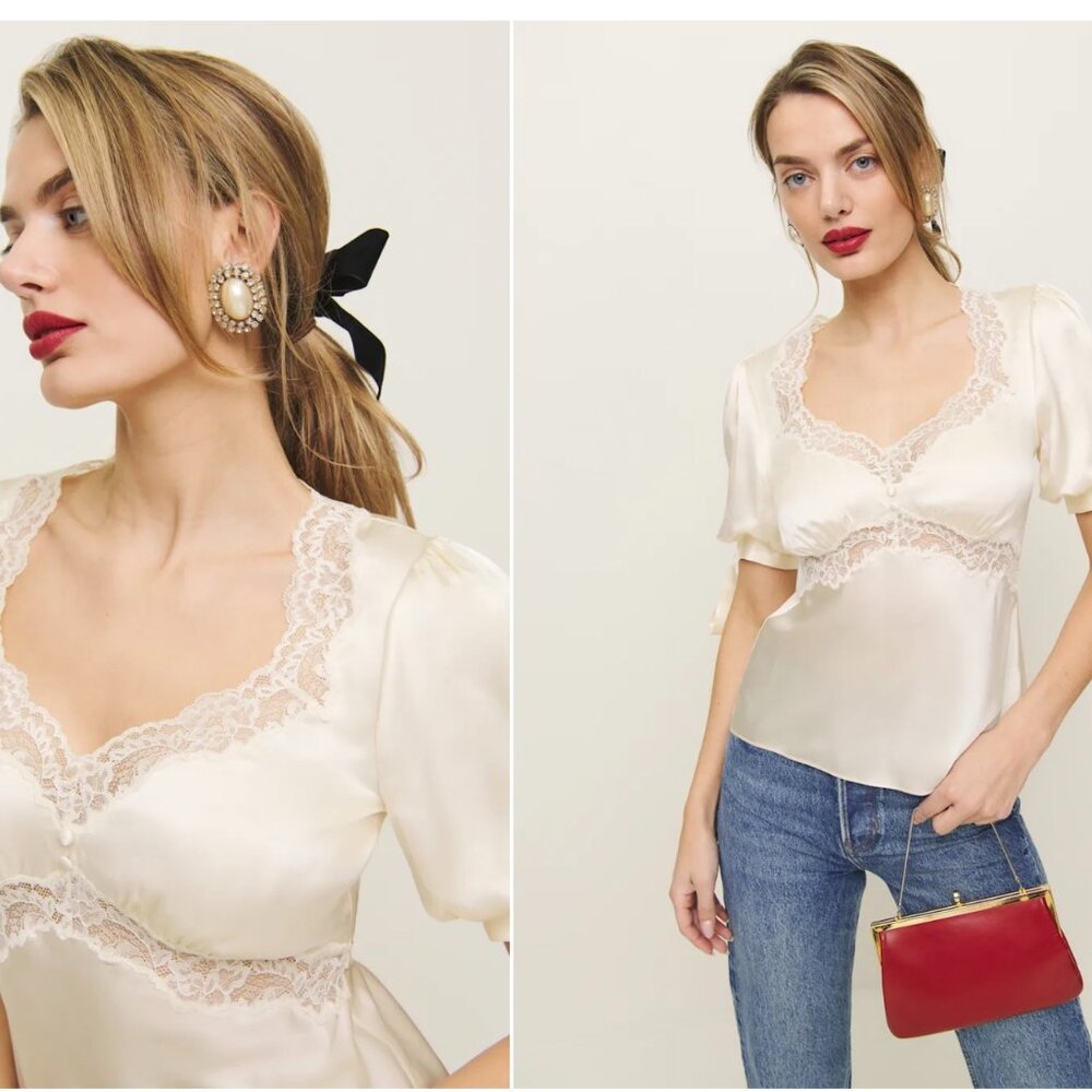Reformation Dolly Silk Top